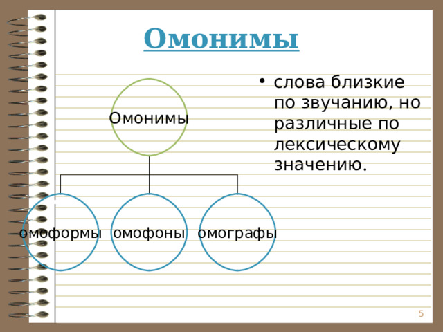 Омонимы слова близкие по звучанию, но различные по лексическому значению . Омонимы омоформы омофоны омографы  