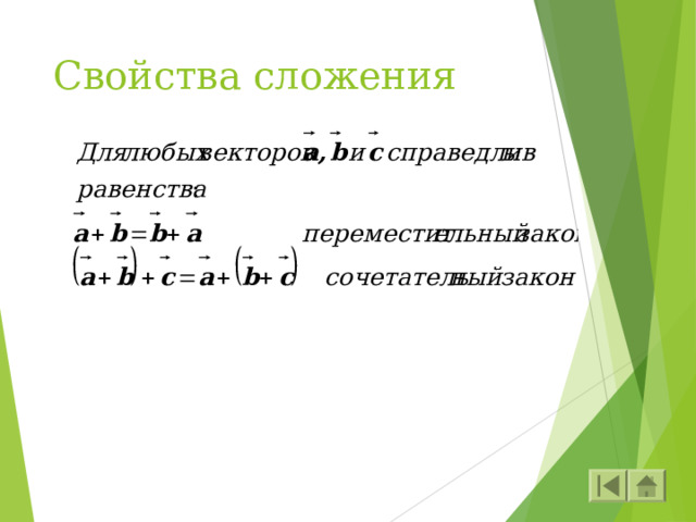 Свойства сложения 