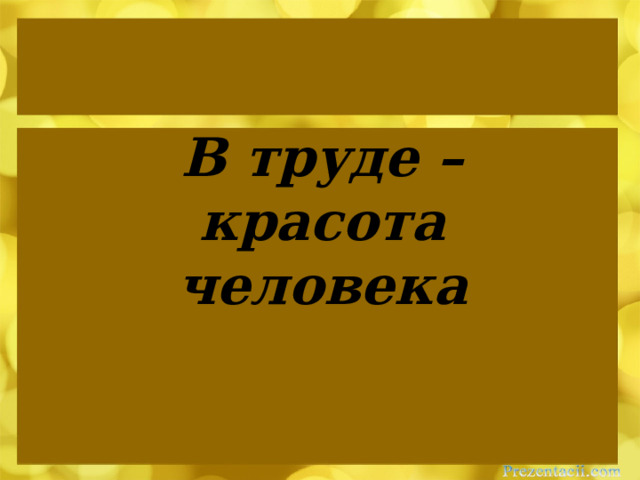 В труде – красота человека 
