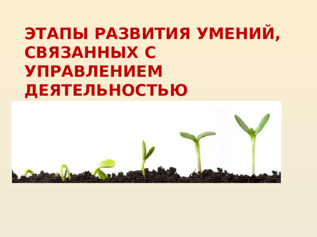 Этапы развития умений, связанных с управлением деятельностью 