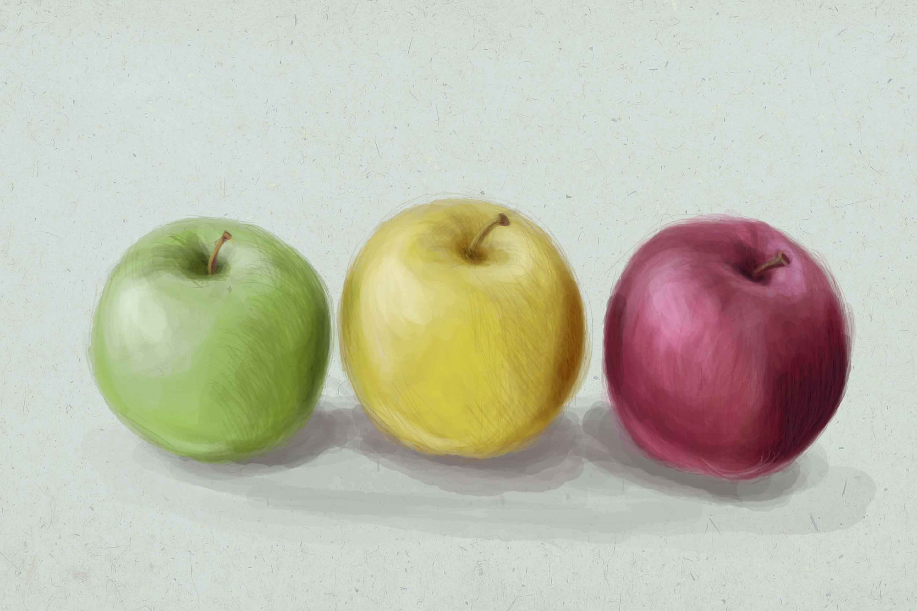 Как нарисовать яблоко красками