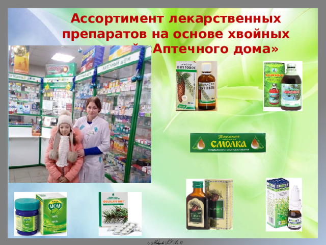 Ассортимент лекарственных препаратов на основе хвойных растений «Аптечного дома»  
