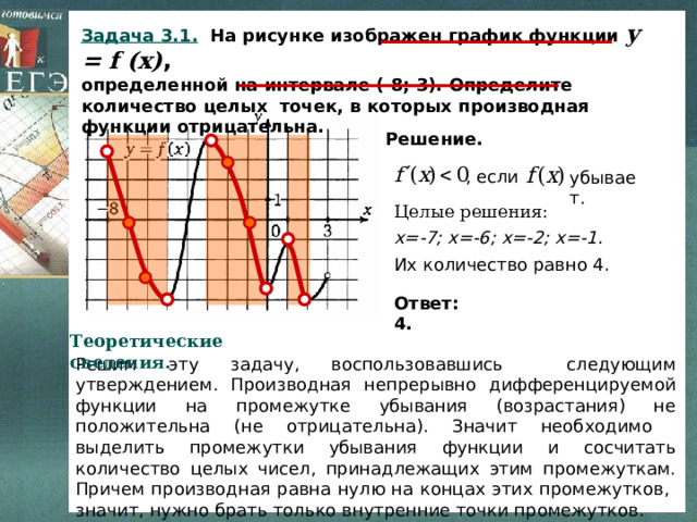 Целые точки в которых производная положительна