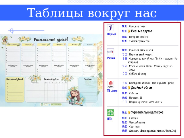 Таблицы вокруг нас 