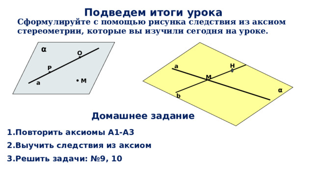 Тест некоторые следствия из аксиом стереометрии