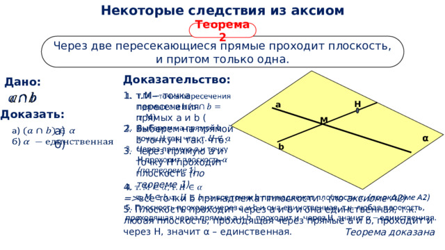 Тест некоторые следствия из аксиом стереометрии