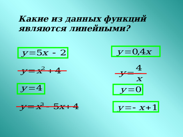 Какие из данных функций являются линейными? 