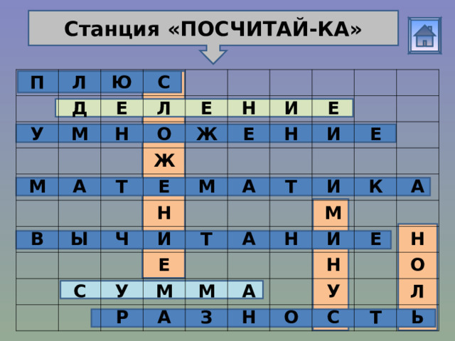 Станция «ПО С ЧИТАЙ-КА» П Л У Д Ю М С Е Л М Н Е О А Ж Н Т В Ж Ы И Е Е Ч Н М Н Е И И С А Е Т У Е Т М И Р А М А Н М К З А И А Е Н Н О У Н О С Т Л Ь 