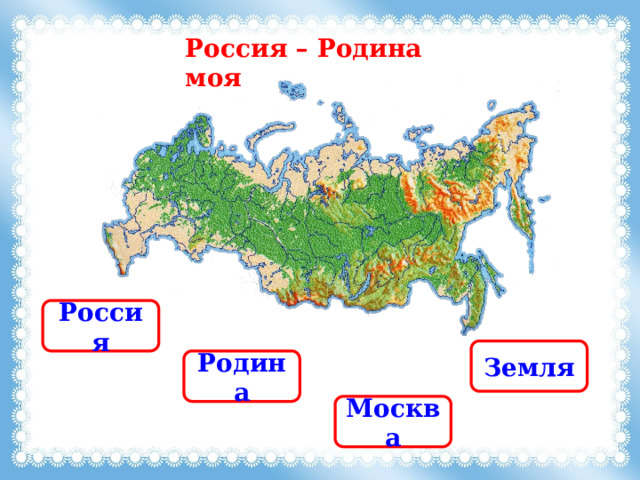 Россия – Родина моя Россия Земля Родина Москва 