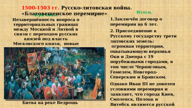 Русско литовская война 1500 1503 карта