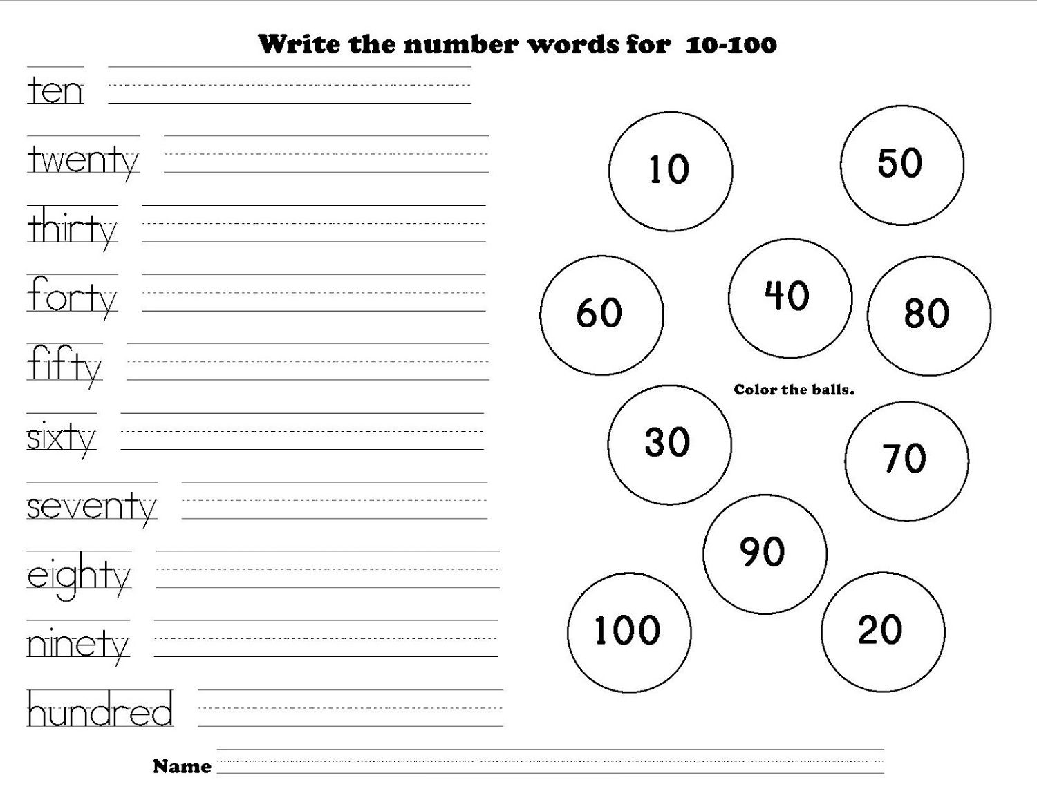 Numbers 20-100 в английском языке Worksheets