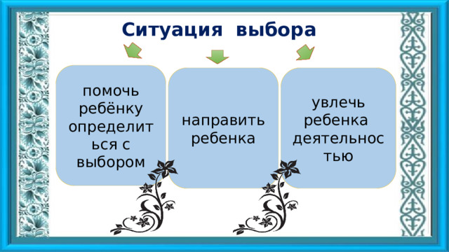 Ситуация выбора помочь ребёнку определиться с выбором направить ребенка увлечь ребенка деятельностью 