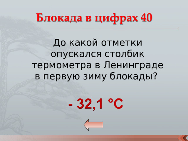 До какой отметки опускался столбик термометра в Ленинграде в первую зиму блокады? 