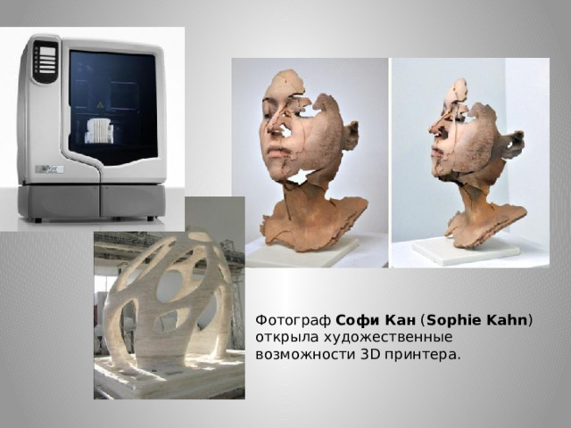 Фотограф  Софи Кан  ( Sophie Kahn ) открыла художественные возможности 3D принтера. 