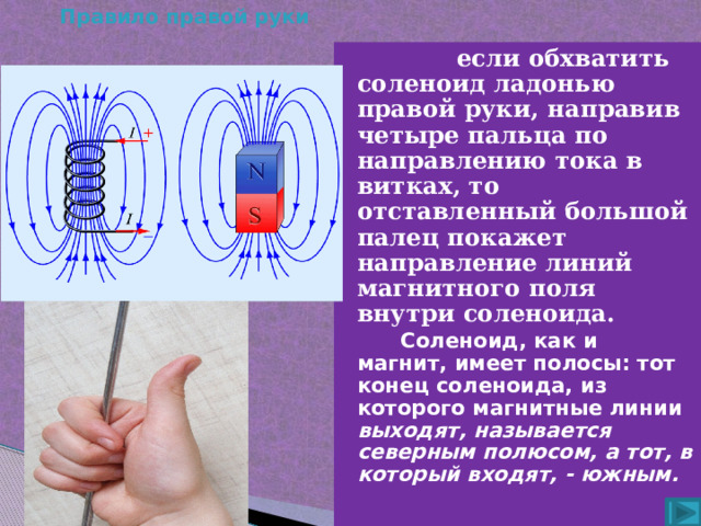 Нарисуйте магнитные линии и определите их направление для соленоида изображенного на рисунке