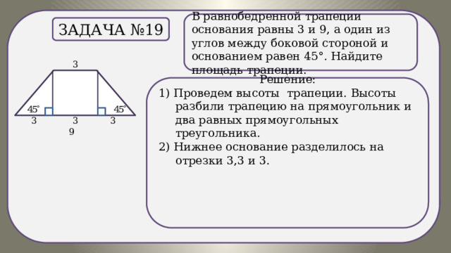 Высоты проведенные к основанию трапеции равны