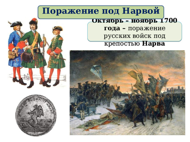 Поражение под Нарвой Октябрь – ноябрь 1700 года – поражение русских войск под крепостью Нарва 