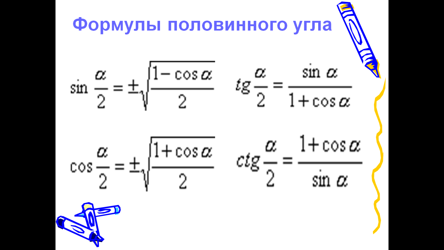 Cos угла формулы