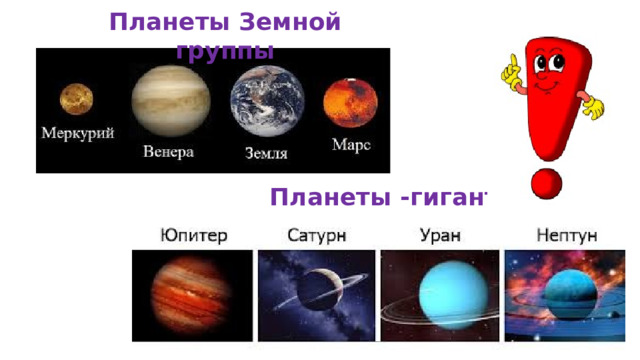 Планеты Земной группы Планеты -гиганты 