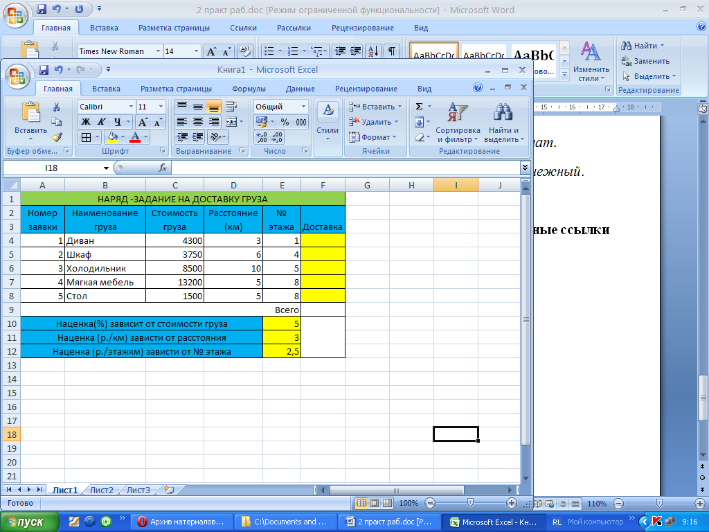 5 от стоимости. Создайте эт доставка груза по образцу. Наряд задание на доставку груза excel решение. Электронная таблица доставка груза. Сойдайьте эт доставка груза.