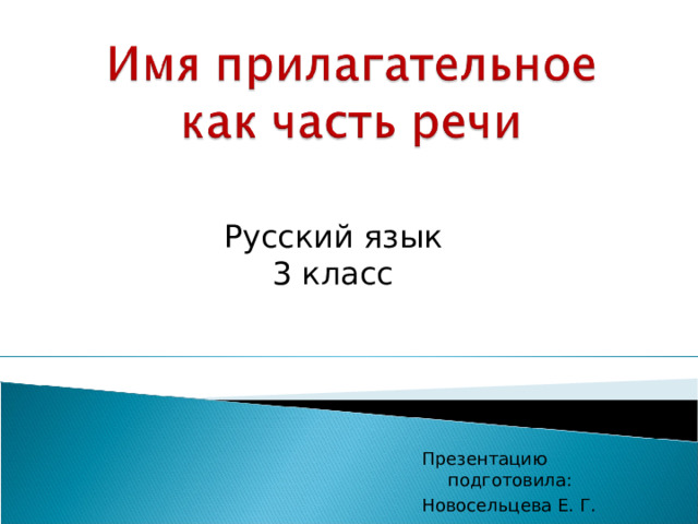 Русский язык 3 класс  Презентацию подготовила: Новосельцева Е. Г. 