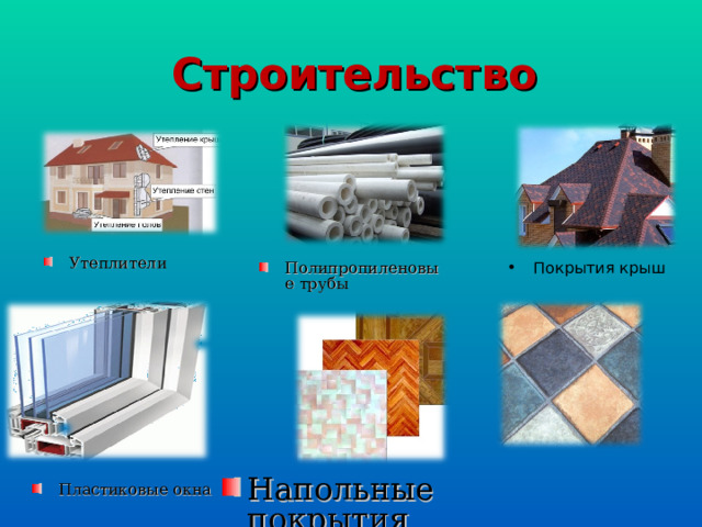 Строительство Утеплители Покрытия крыш Полипропиленовые трубы Напольные покрытия Пластиковые окна 