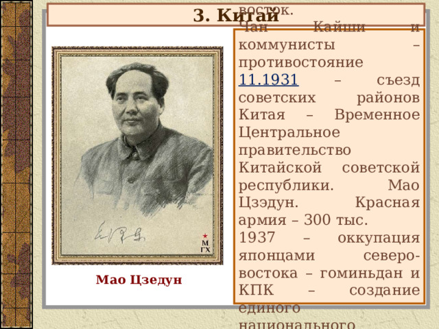 Мао республика. Мао Цзэдун 20 съезд. Китае 1931 ноябре.