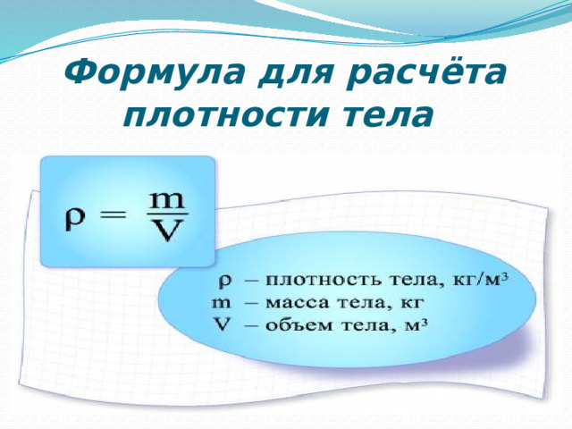  Формула для расчёта плотности тела 