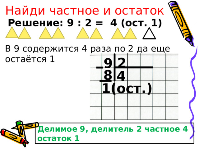 Презентация по математике, 3 класс "Деление с остатком"