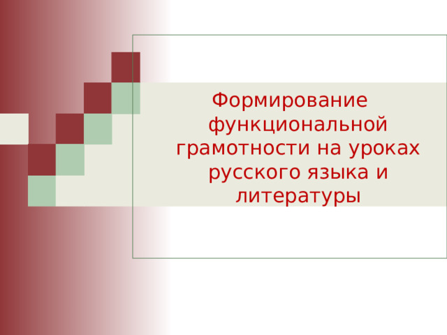 Формирование функциональной грамотности на уроках русского языка и литературы 