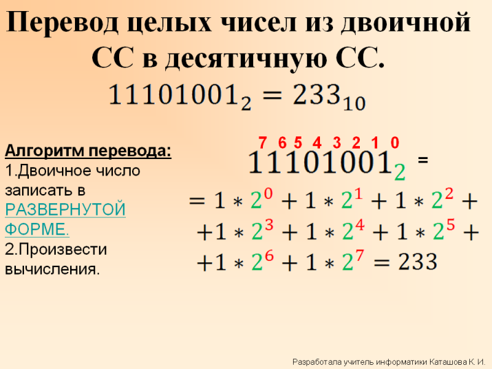 Перевести число из двоичной системы в десятичную