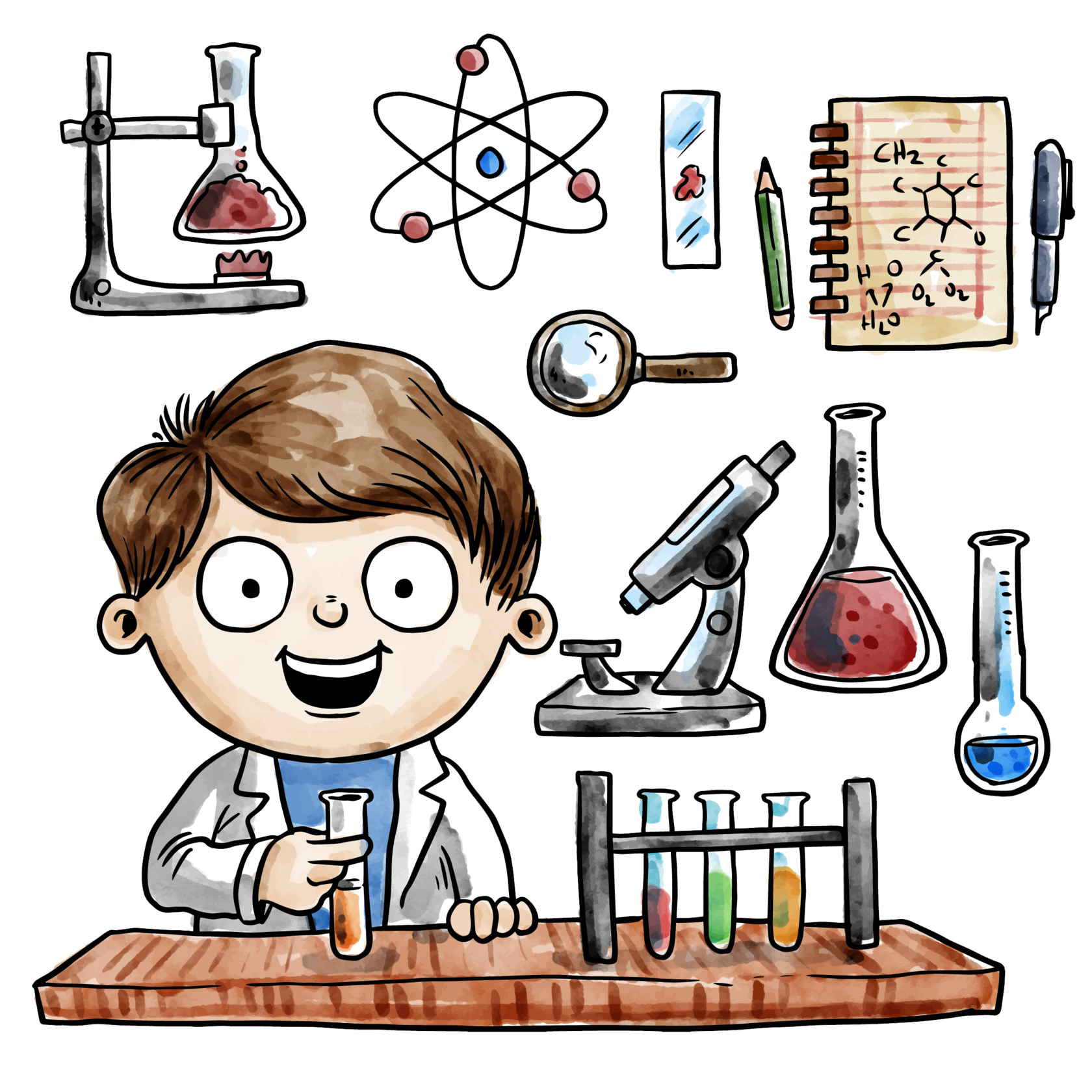 Физика для начальной школы. Химия. Иллюстрации по химии. Рисунки на тему химия. Наука для детей.