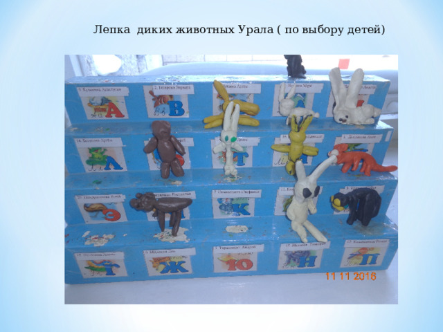 Лепка диких животных Урала ( по выбору детей) 