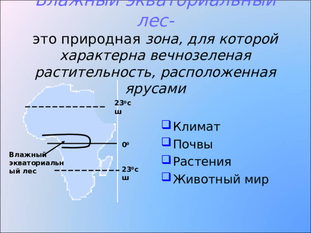 Нарисуйте влажный экваториальный лес саванну пустыню тундру