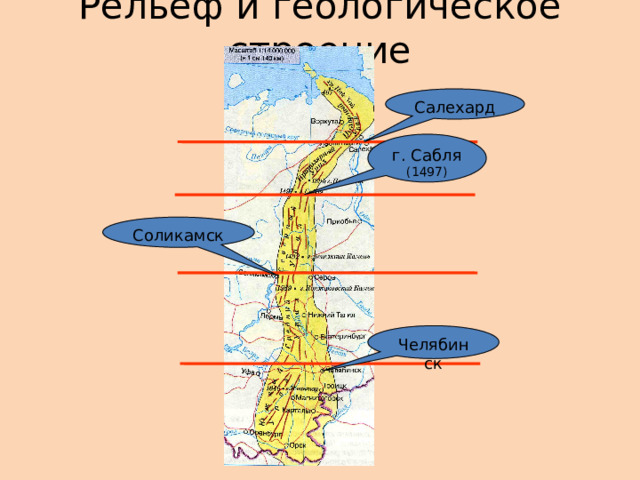 Рельеф и геологическое строение Салехард г. Сабля (1497) Соликамск Челябинск 