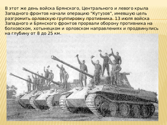 В этот же день войска Брянского, Центрального и левого крыла Западного фронтов начали операцию 