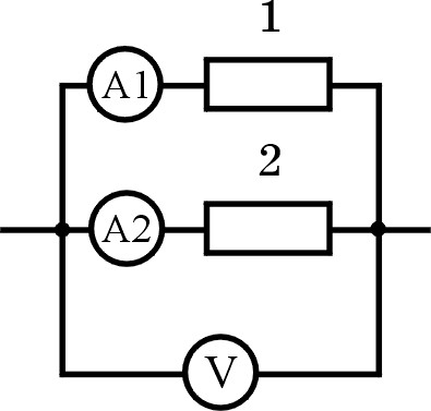 В схеме изображенной на рисунке первый амперметр показывает значение силы тока 2а второй амперметр