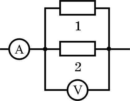 Схема параллельного соединения резисторов с амперметром и вольтметром