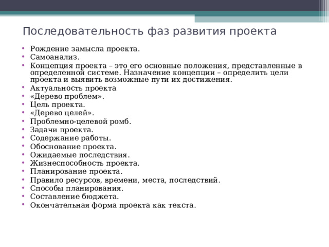 Представлена в положении. Формат реализации проекта это.