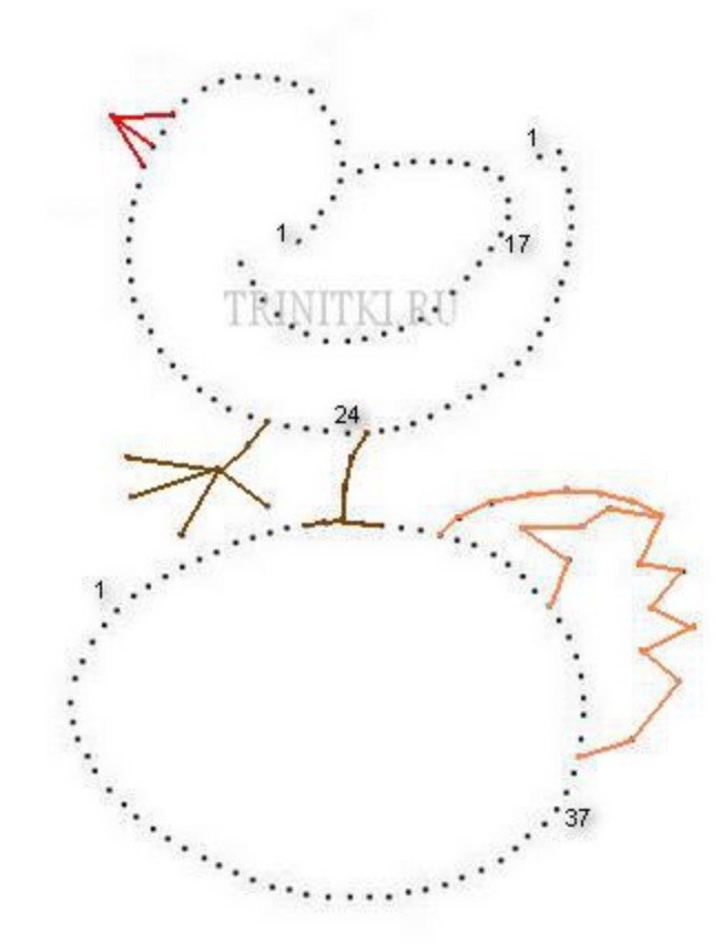Изонить цыпленок схема с цифрами 3 класс