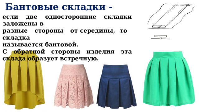 Названия складок. Бантовая складка. Бантовая складка схема. Виды складок на юбке. Односторонние складки схема