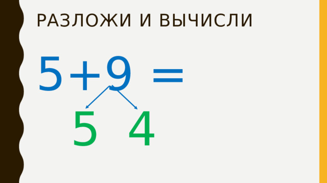 Разложи и Вычисли 5+9 = 5 4 