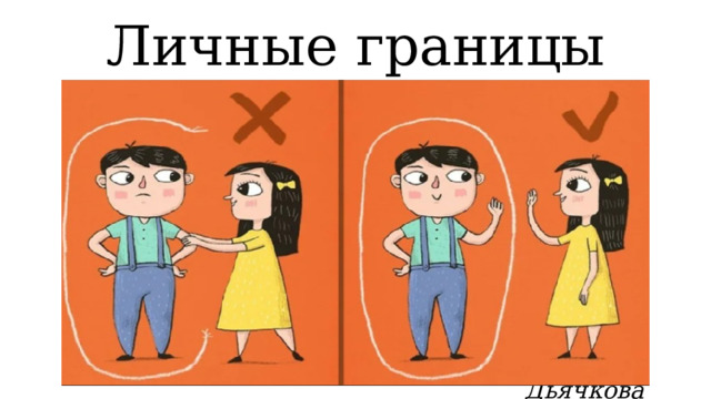 Личные границы Личные границы — это такие правила, которые мы принимаем для определения разумного, безопасного и допустимого поведения других людей по отношению к себе, и вариантов того, как мы будем реагировать на нарушение установленных пределов норм. Кандидат психологических наук Елена Дьячкова  
