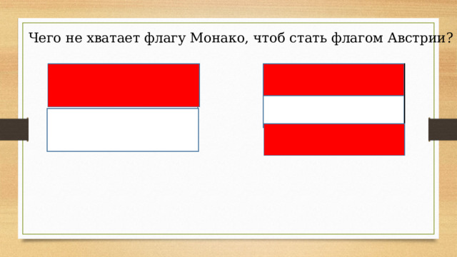 Чего не хватает флагу Монако, чтоб стать флагом Австрии? 