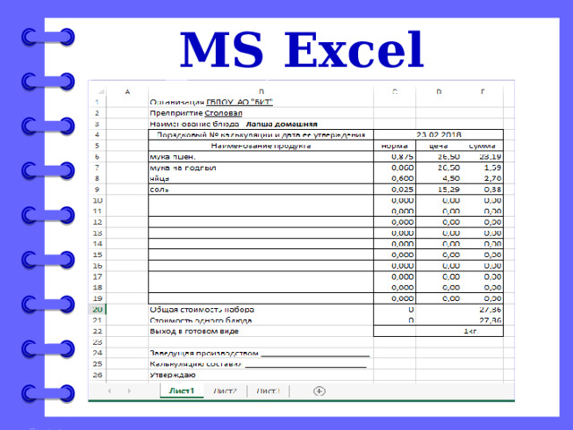 MS Excel 