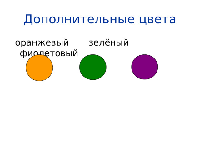 Дополнительные цвета  оранжевый зелёный фиолетовый 