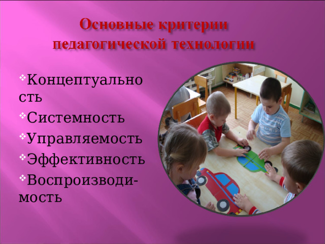 Концептуальность Системность Управляемость Эффективность Воспроизводи-мость 