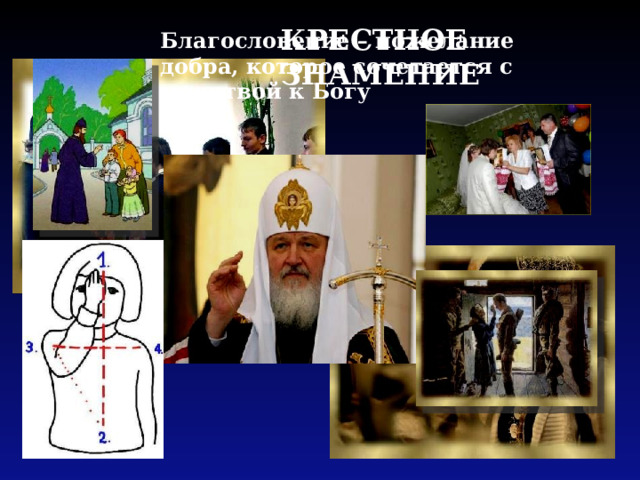 КРЕСТНОЕ ЗНАМЕНИЕ Благословение – пожелание добра, которое сочетается с молитвой к Богу 
