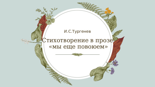 И.С.Тургенев Стихотворение в прозе  «мы еще повоюем» 1 