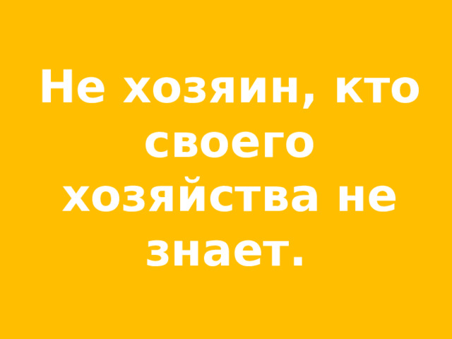 Не хозяин, кто своего хозяйства не знает.  